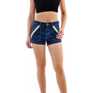 Free People Womens Denim Lace Trim High-Waisted Shorts Size‎ 30